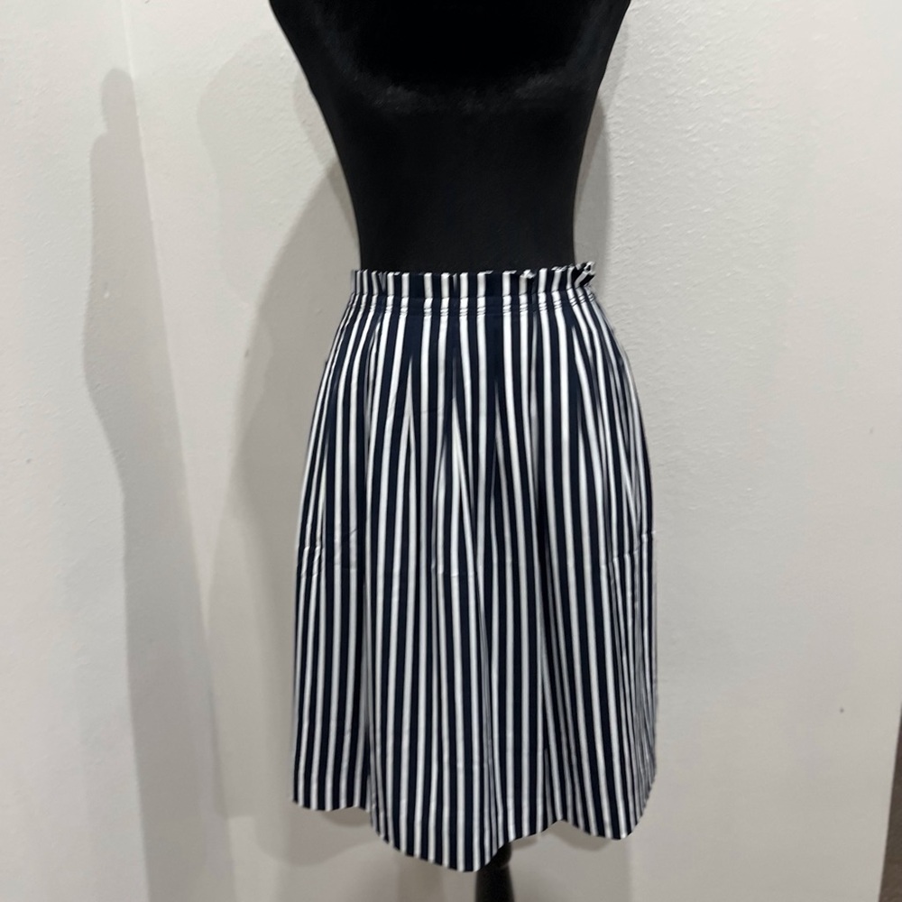 Dark navy with white stripes @ 22 inch J. Crew Mercantile skirt, size 16.